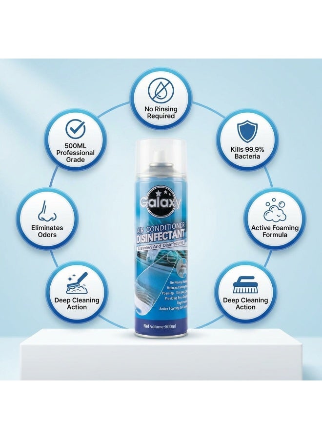 Galaxy Car AC Cleaner - 500ml Air Conditioner Foam Spray | No Rinsing Required | Deep Cleansing | Reduces Cooling Consumption | Professional HVAC Maintenance | Anti-Bacterial Formula | UAE Air Quality Protection - Image 2